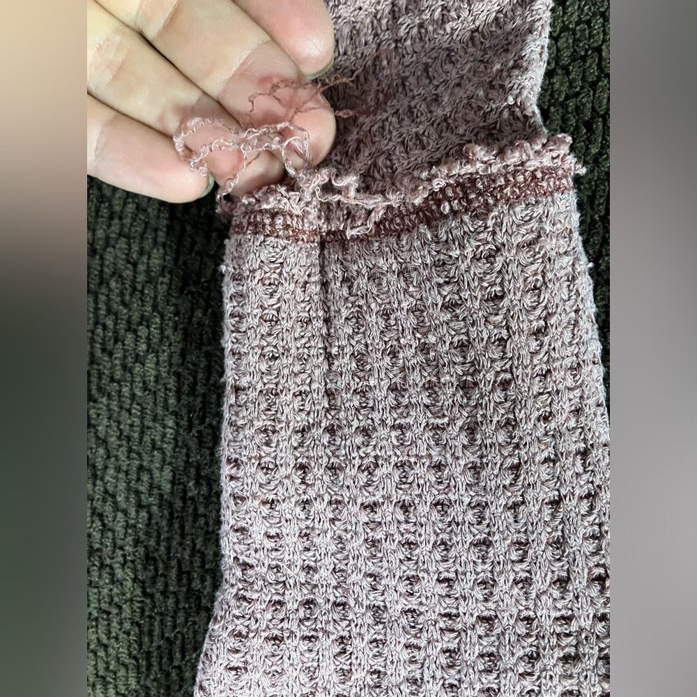 Free People Mercury Waffle Weave Long-Sleeve Sweater Mauve Medium - Picture 6 of 7